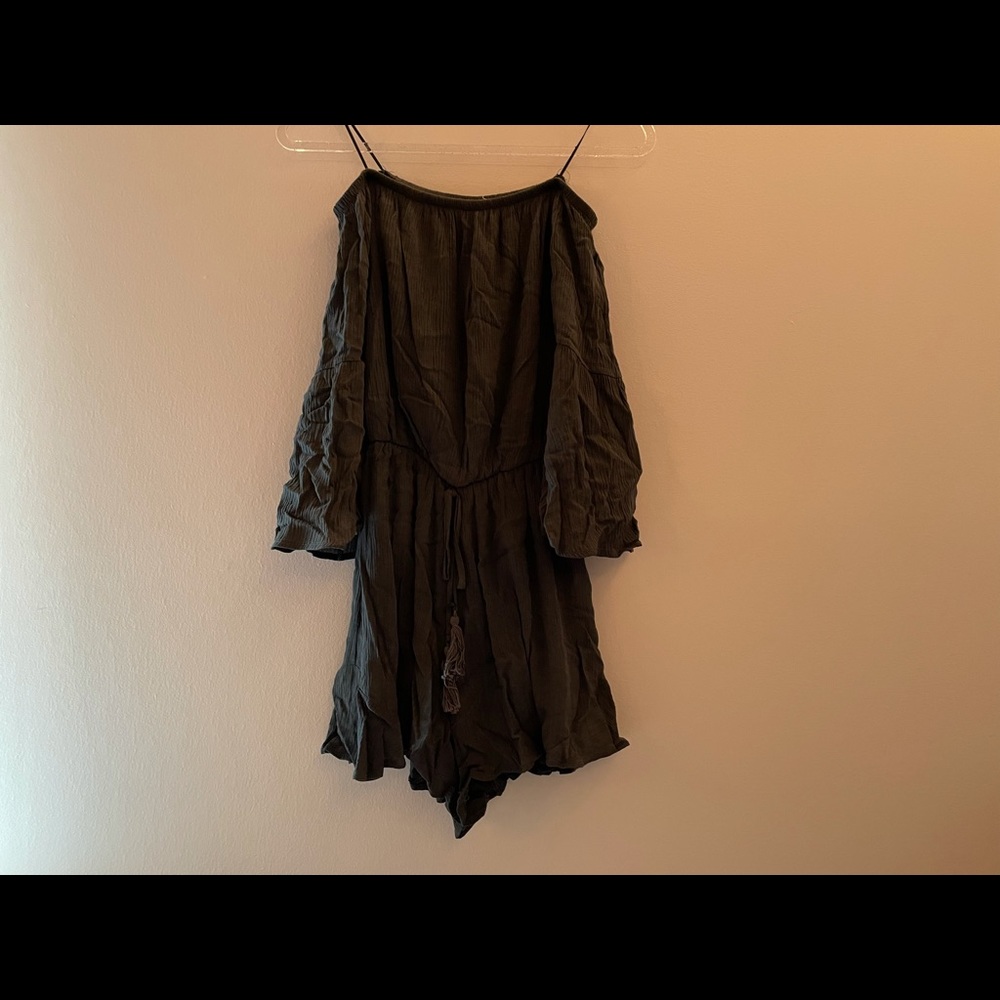 Dark Grey Off-the-Shoulder Romper